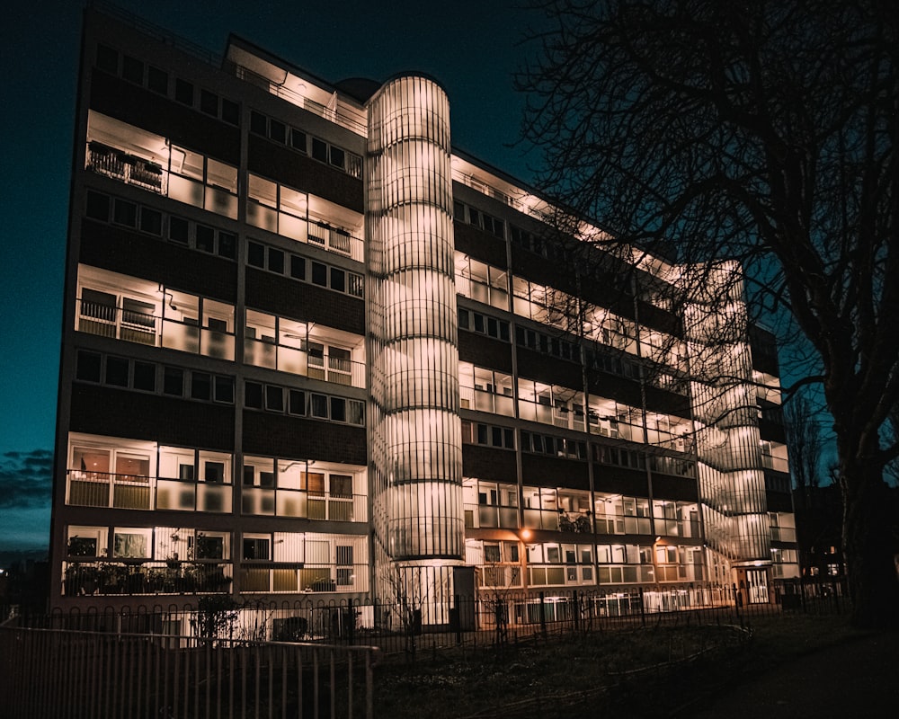 white concrete building during night time