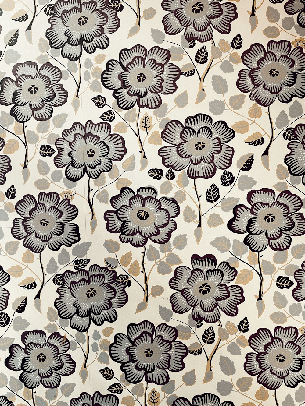 Textile floral blanc et noir