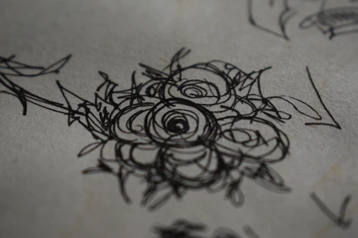 Close-up of a vibrant, original hand-drawn sketch with rich textures and bold lines.