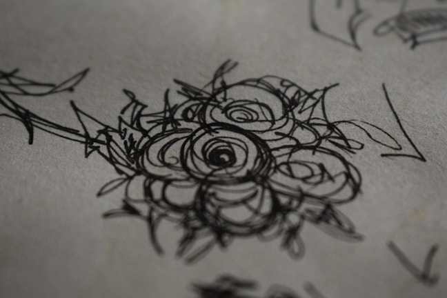 Close-up of a detailed sketch showcasing intricate line work.