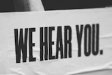 banner reading we hear you