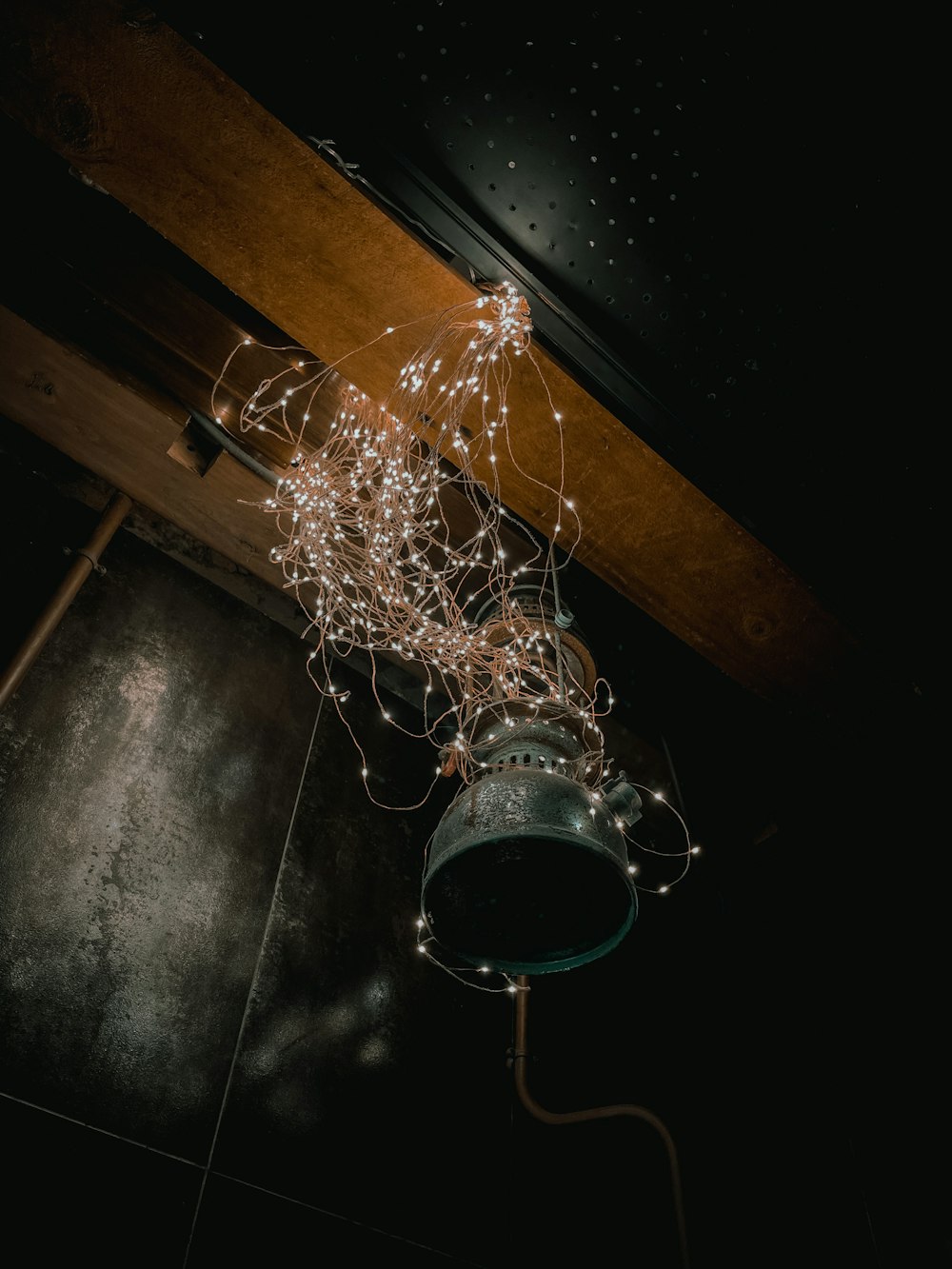 white and black hanging lamp