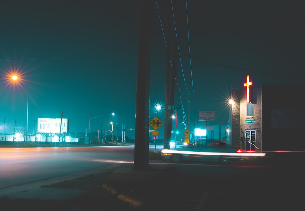 cars on road during night time