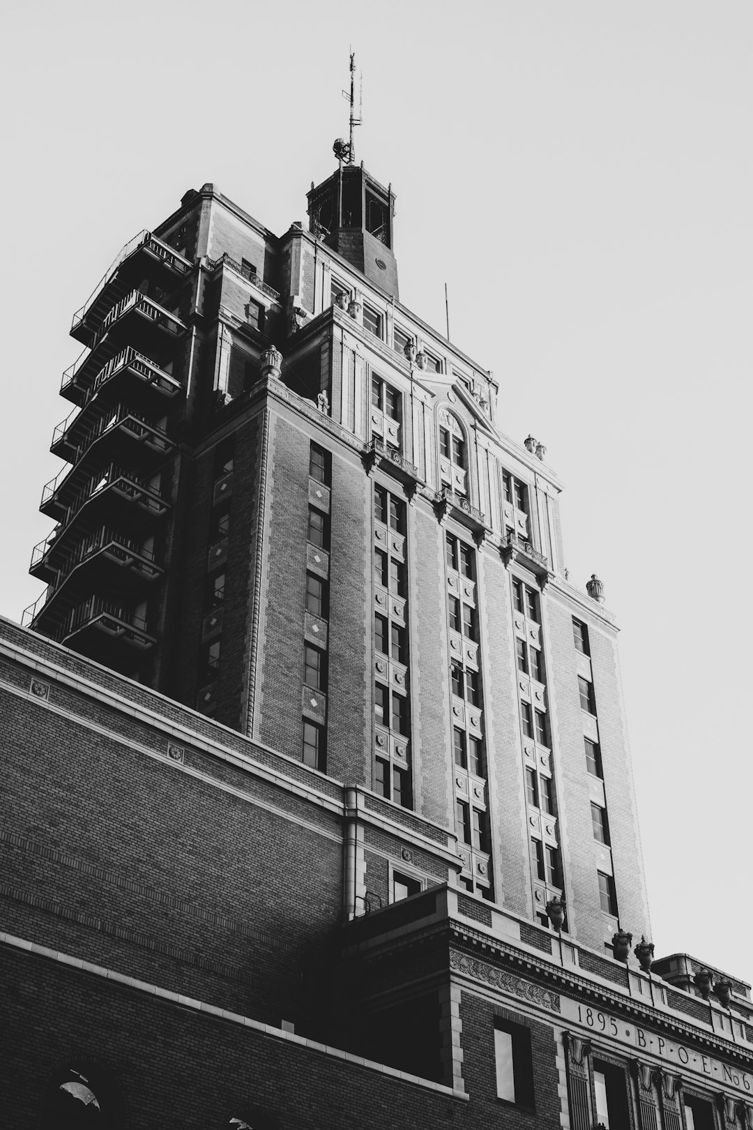 grayscale photo of concrete building