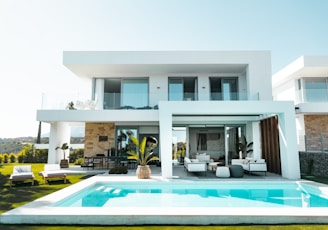 white and blue swimming pool