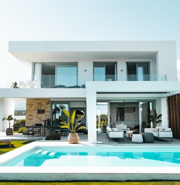 white and blue swimming pool