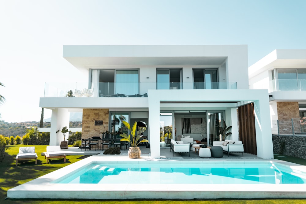 white and blue swimming pool