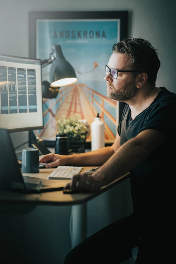 Working at a computer