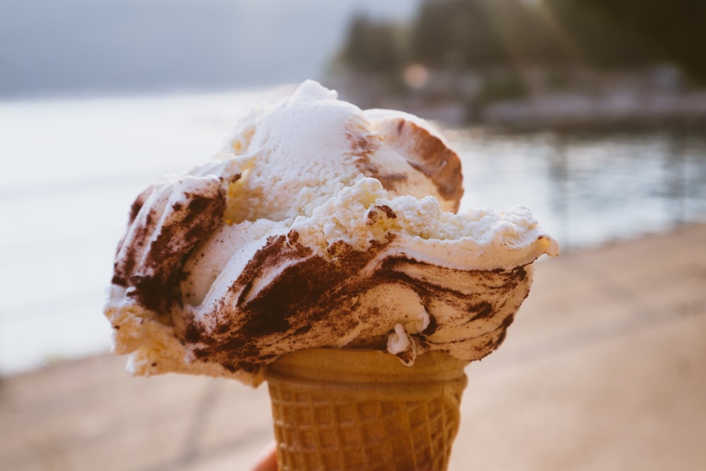 ice cream cone with white ice cream