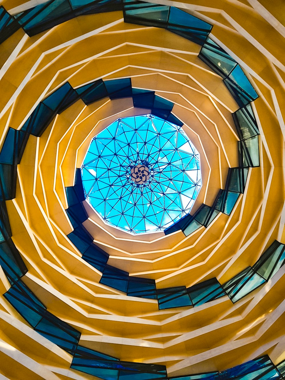 yellow and black spiral staircase