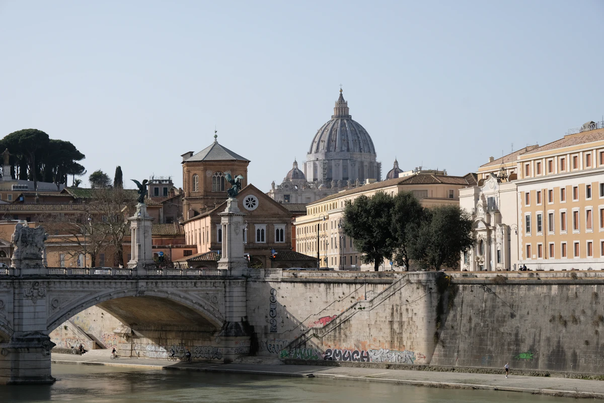 Via della Conciliazione in Rome at golden hour — Ciampino is the city's low-cost airport