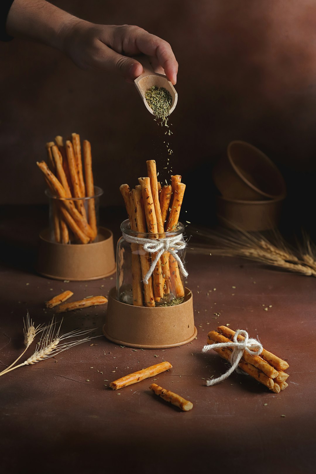 brown sticks on brown wooden container