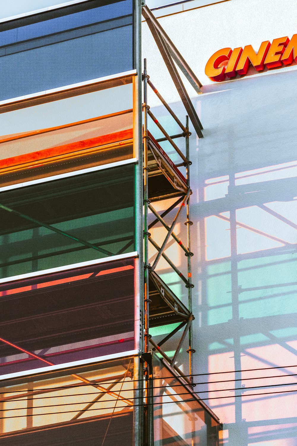 red and white metal ladder