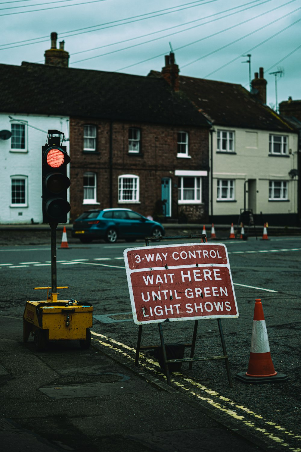 white and red street sign