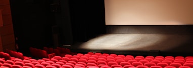 red chairs in front of white projector screen