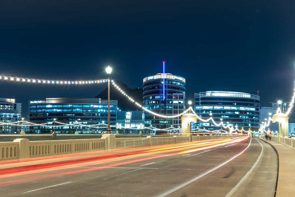 time lapse photography of city lights during night time