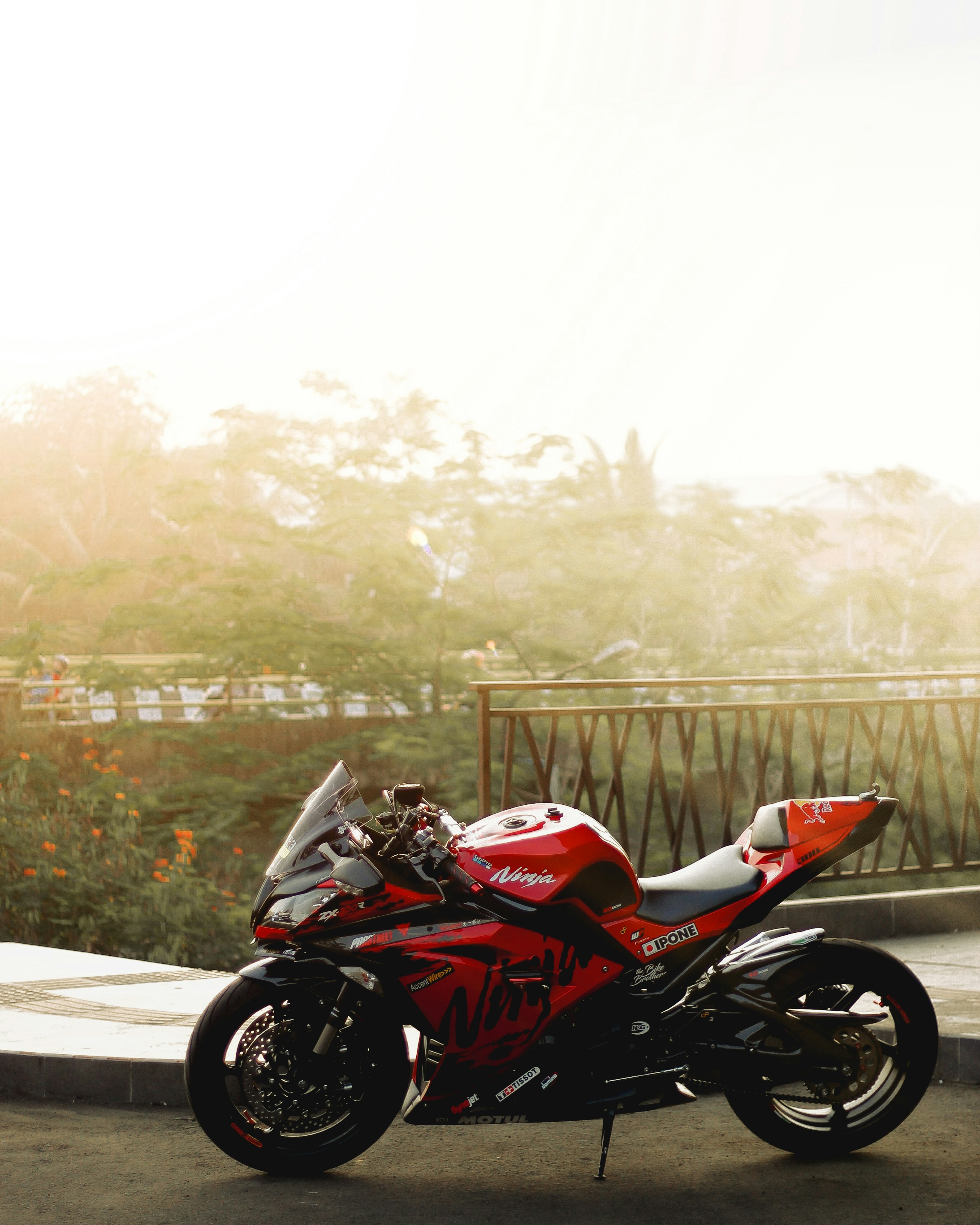 Sleek Red Motorcycle
