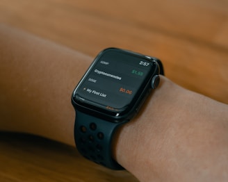 black smart watch at 10 00