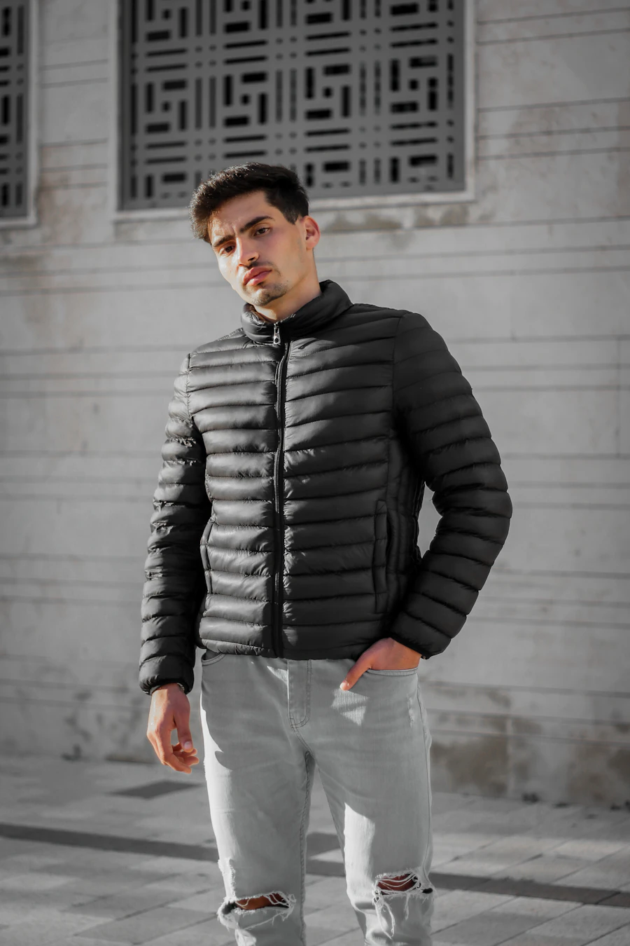 Black jacket worn on the street