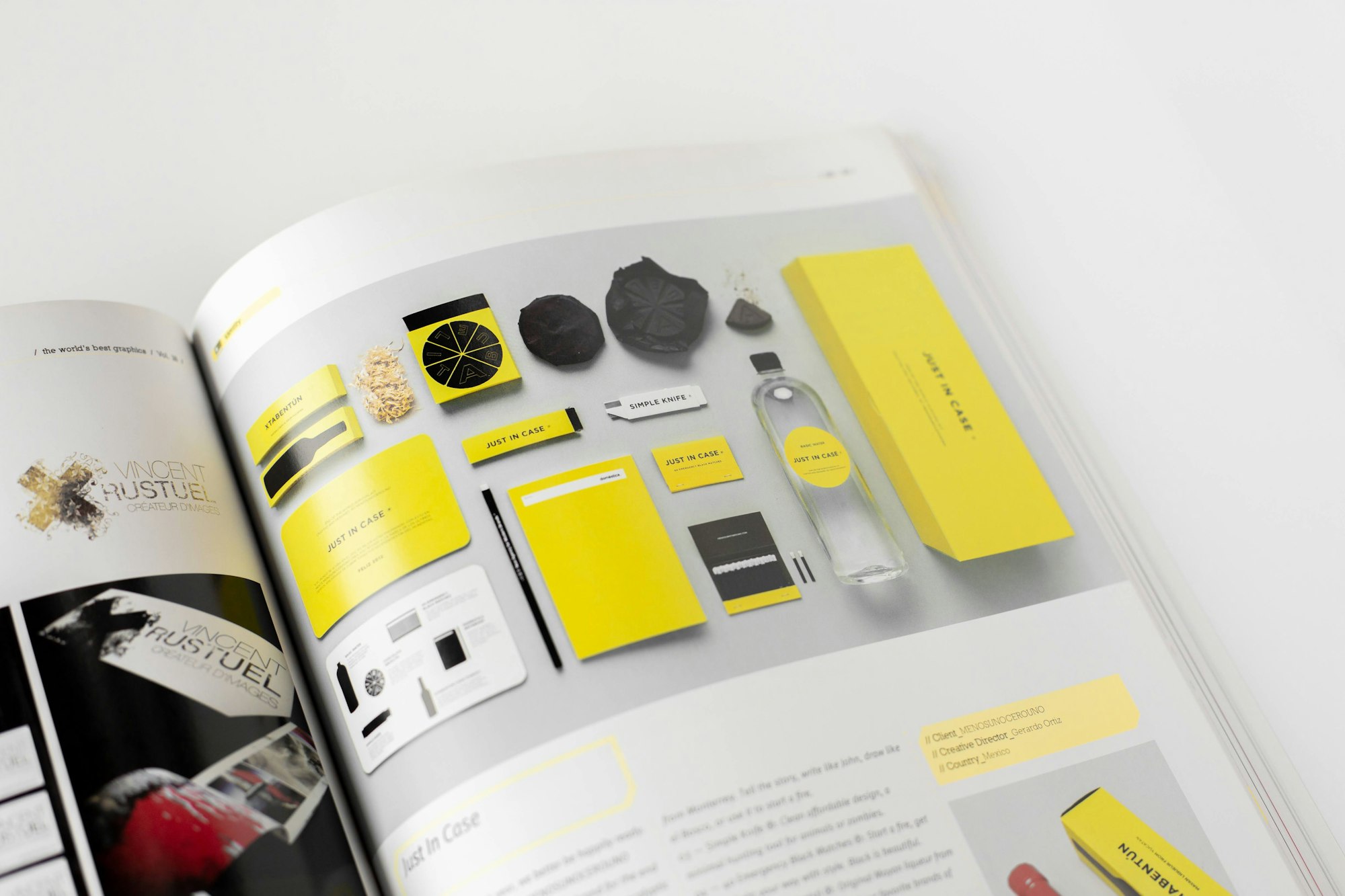 Editorial design for yellow packaging products ad published in print magazine