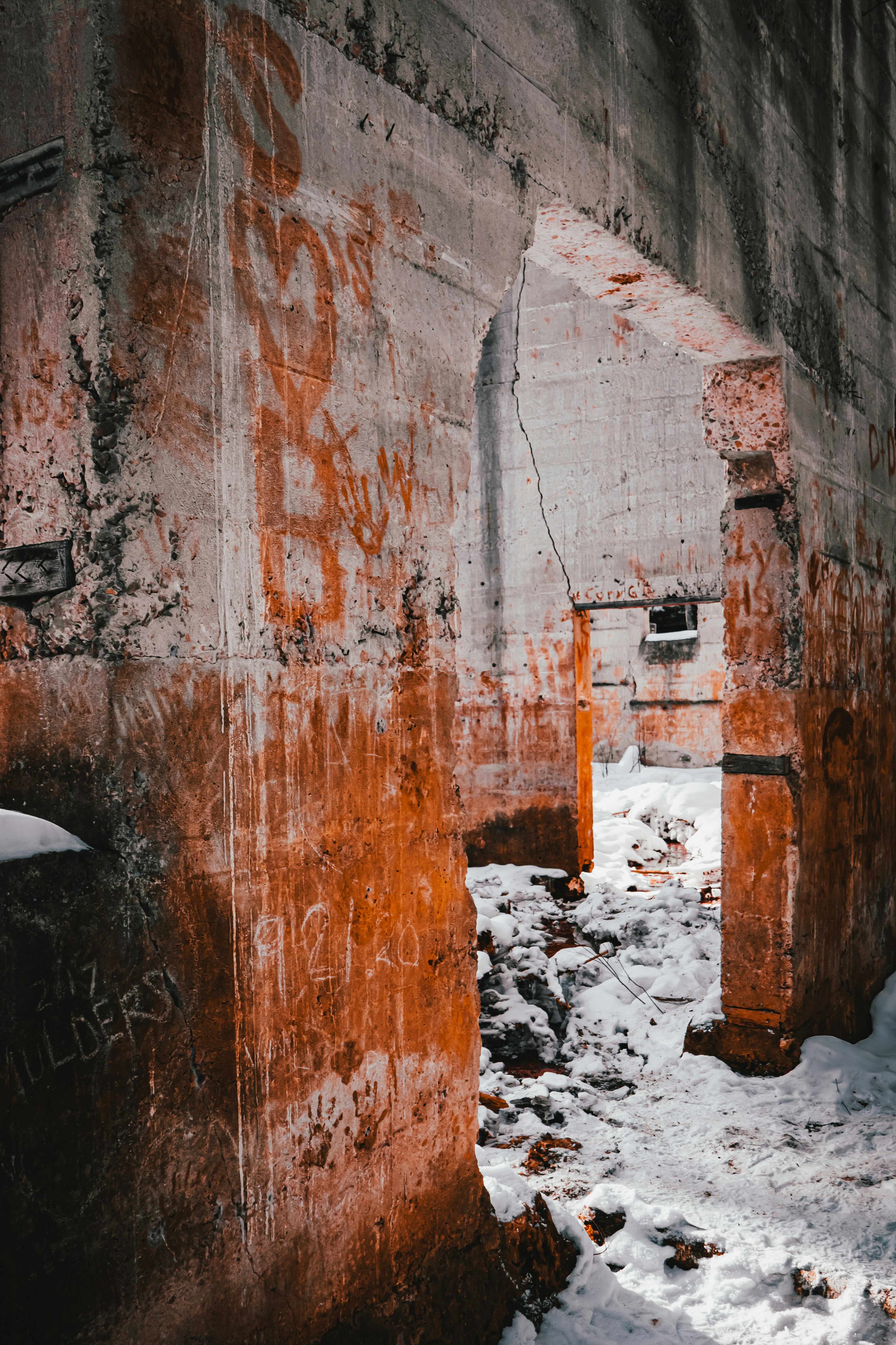 red and white concrete wall