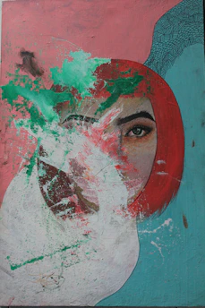 A vibrant red-themed portrait showing a lively and expressive sanguine face with dynamic psychological symbols.