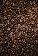 brown coffee beans on black surface