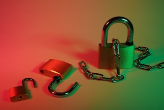 pink padlock on silver chain