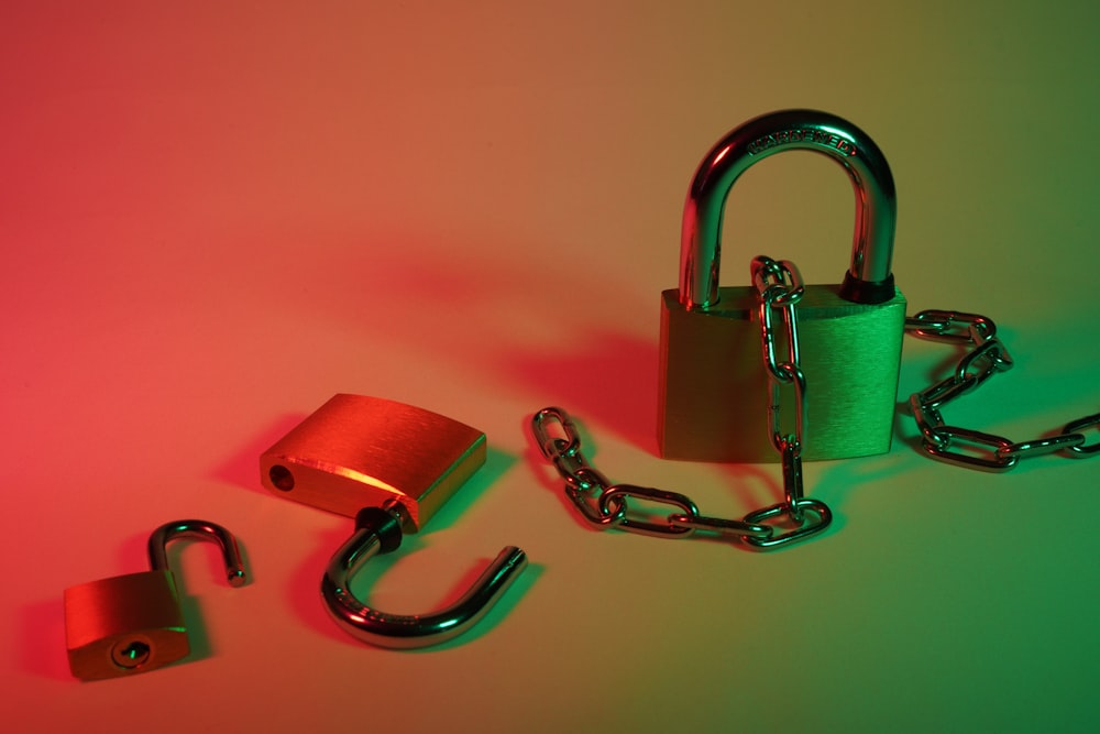 pink padlock on silver chain