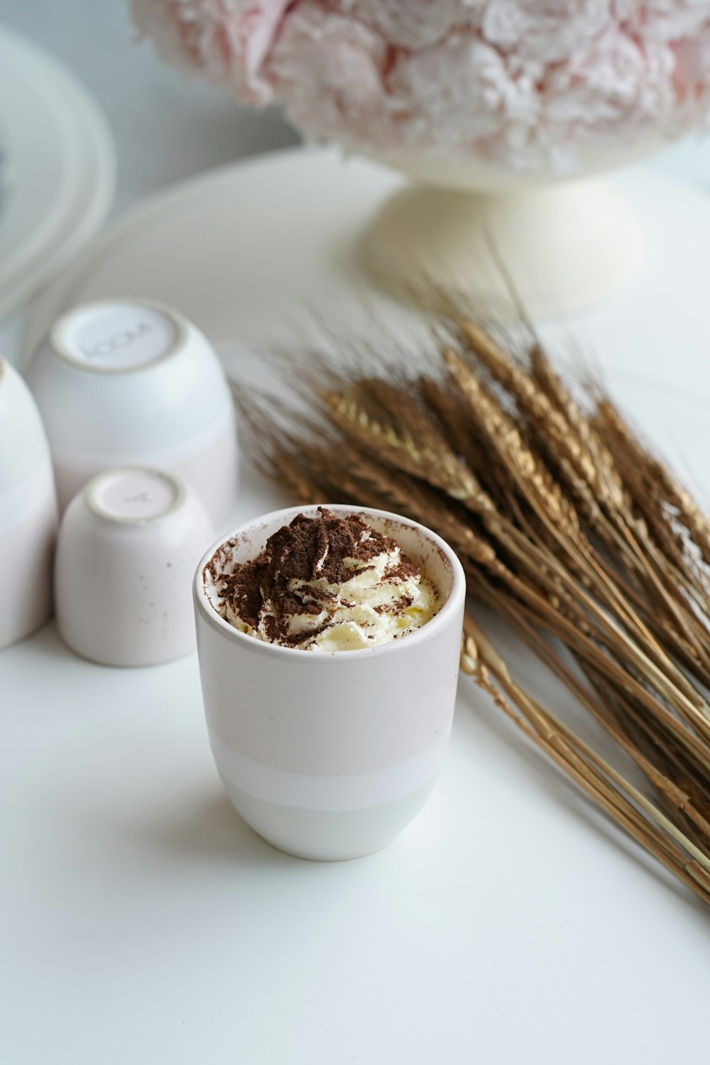 white ceramic bowl with brown powder