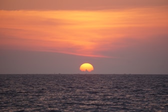 body of water during sunset