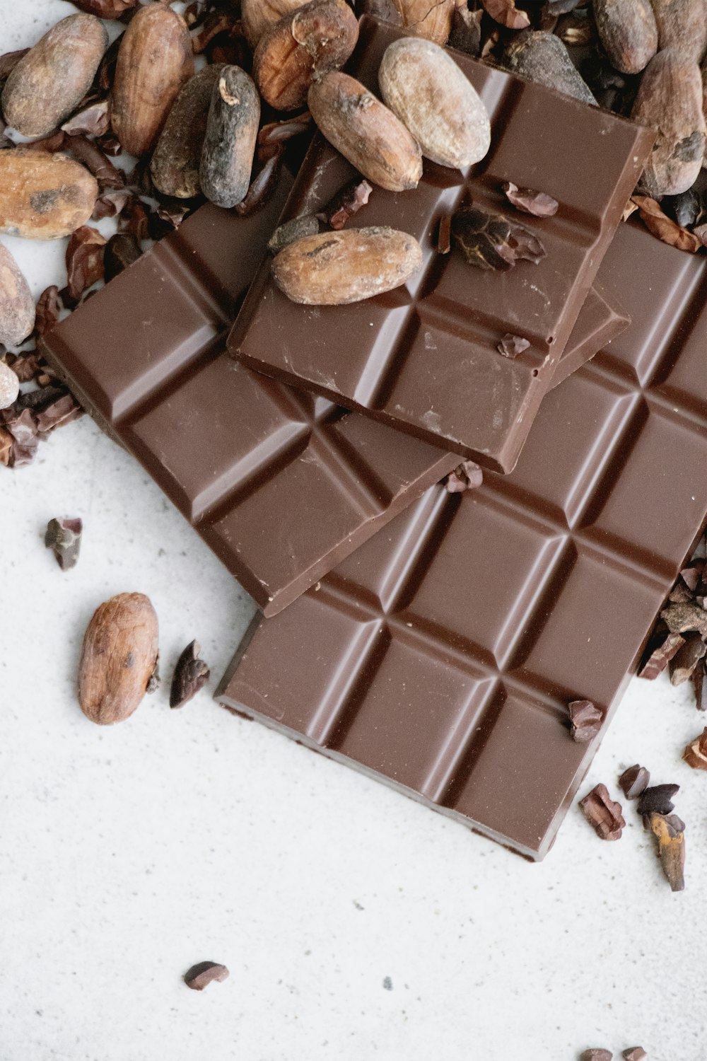 chocolate bar on white surface