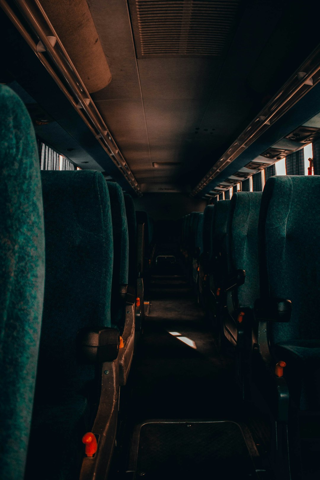 blue and black bus seats