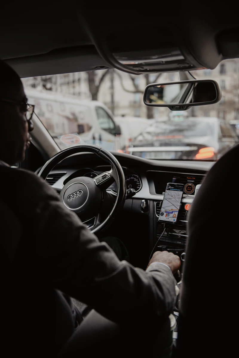 Chauffeur driving in the city