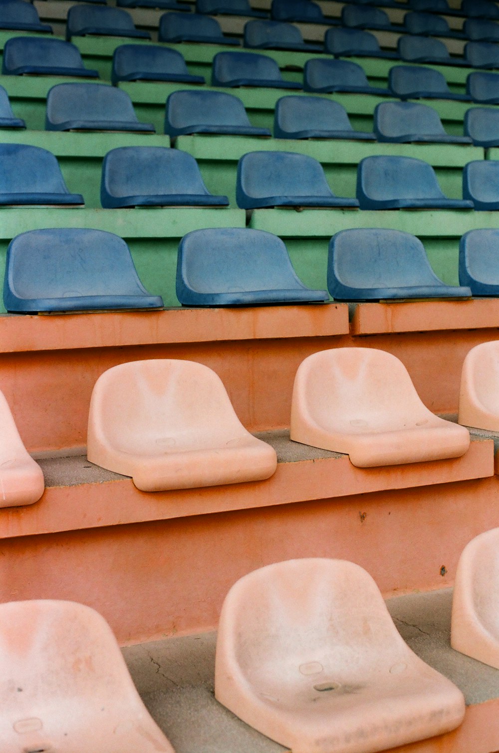 blue and brown chairs on brown wooden shelf