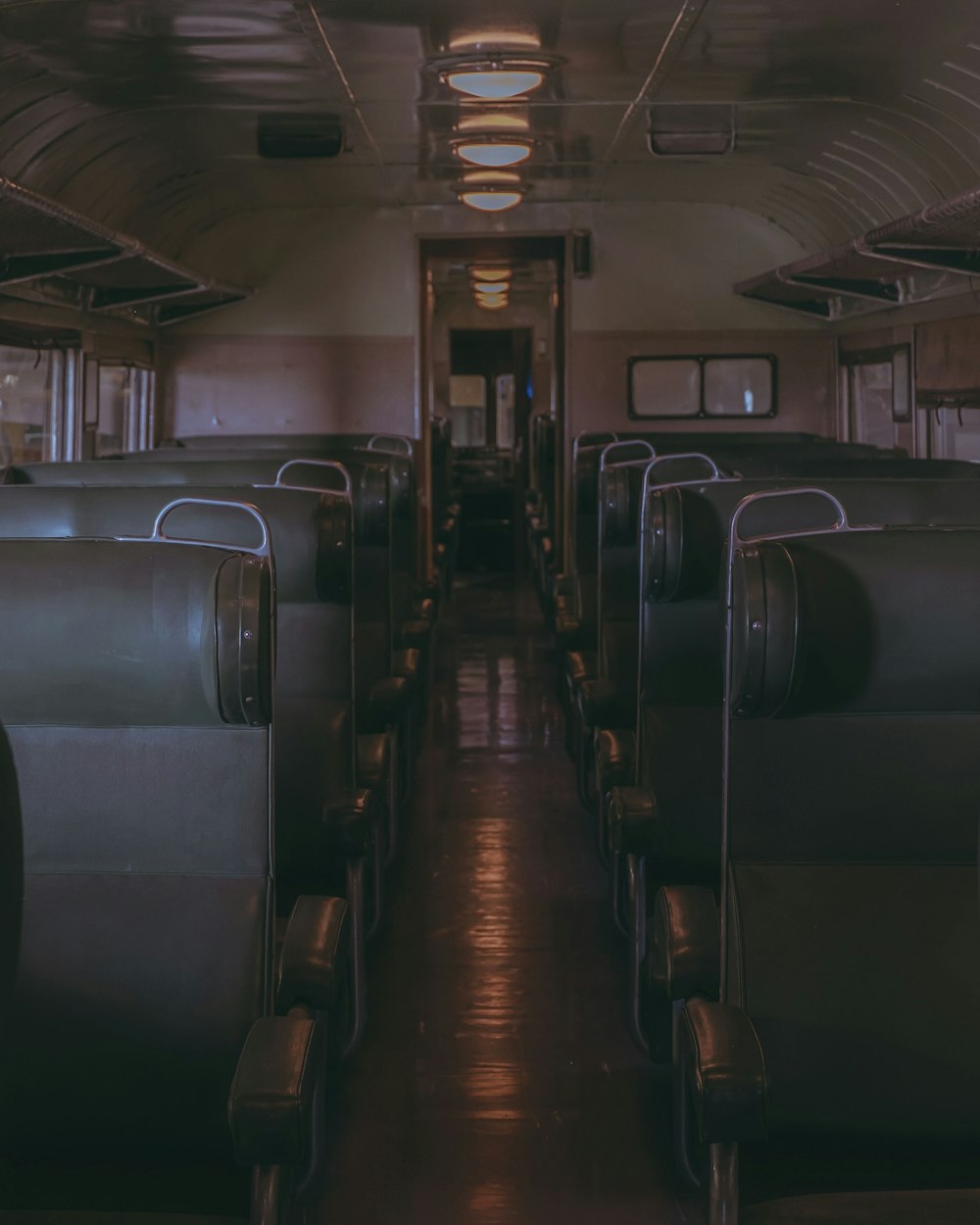 brown and black train seats