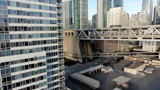 Collage showing various business sectors including transportation, logistics, and corporate offices.