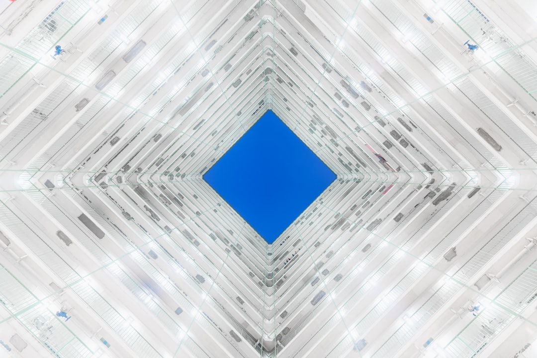 white and blue glass ceiling,
