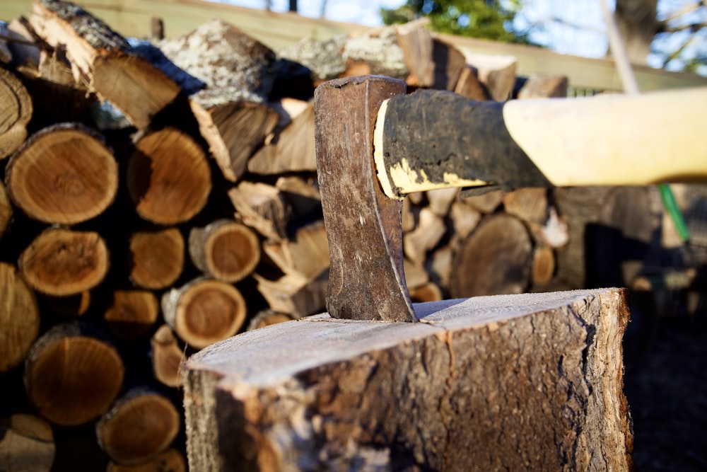 brown and gray firewood stack