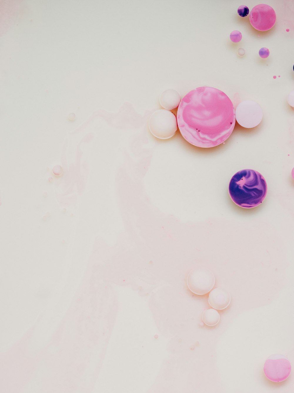 purple and white round ornaments