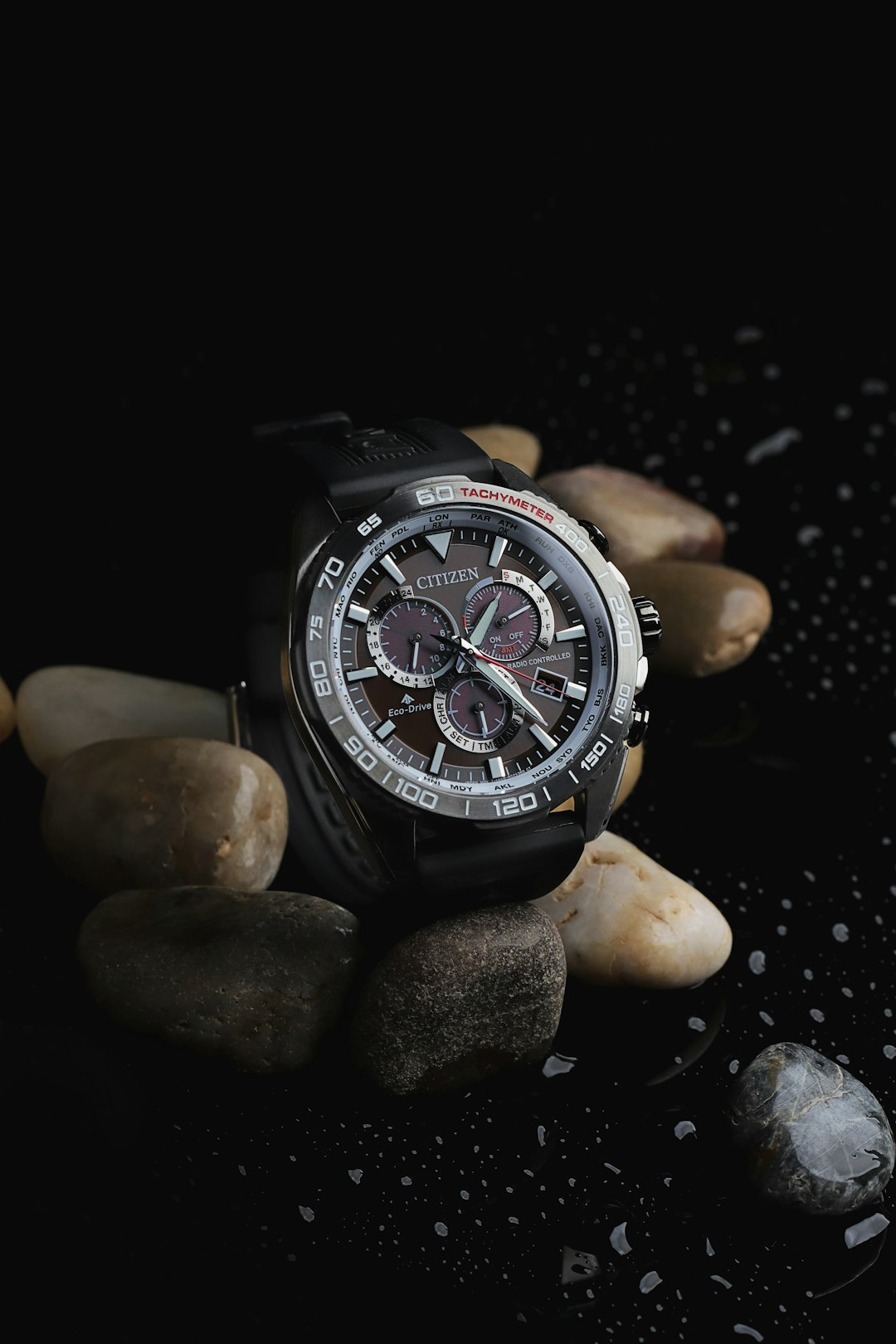 black and silver chronograph watch