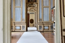 brown wooden door in building