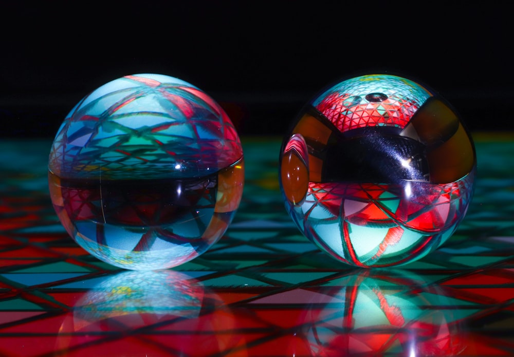 two red and blue ball decors