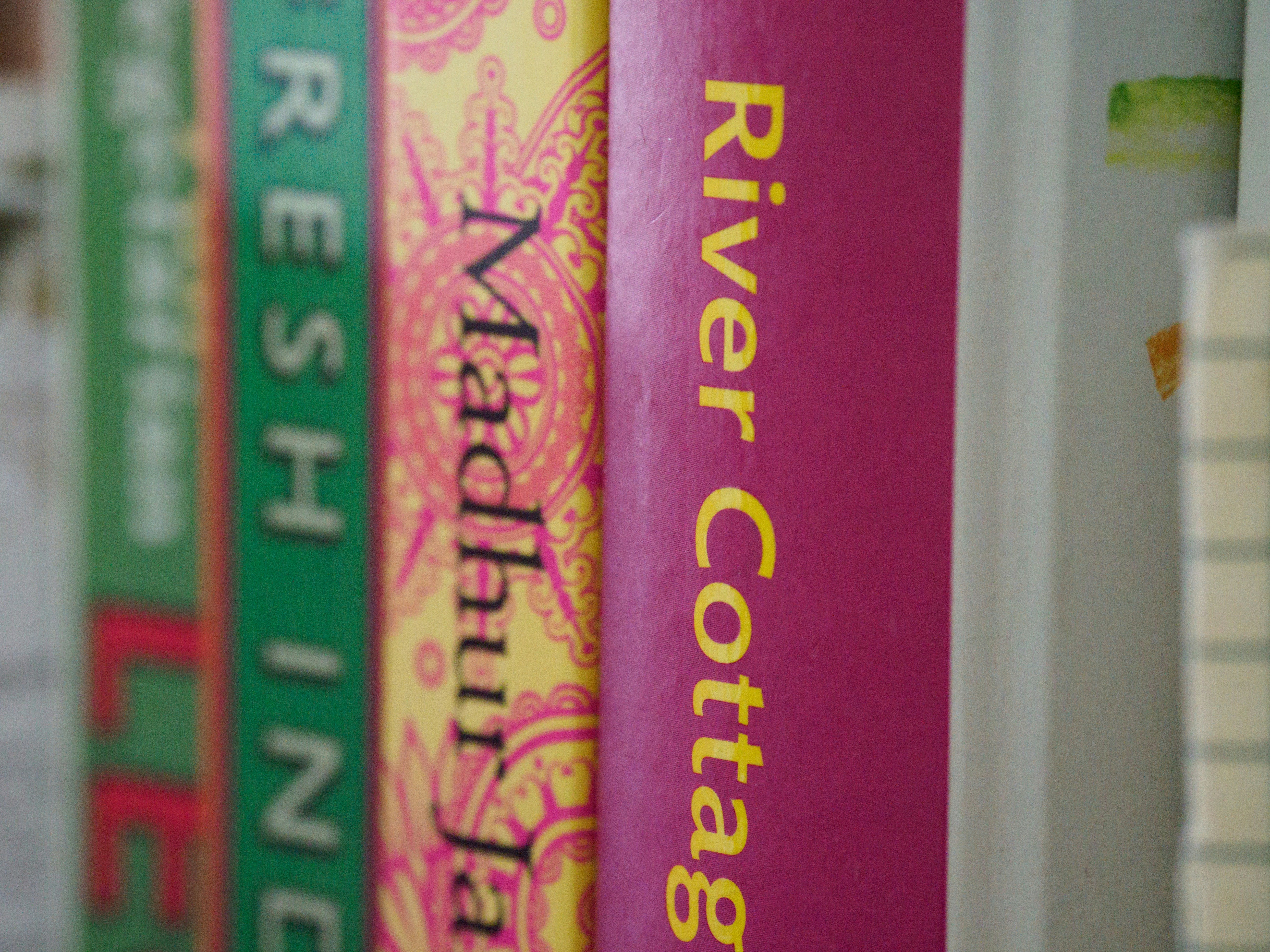 red and yellow labeled book