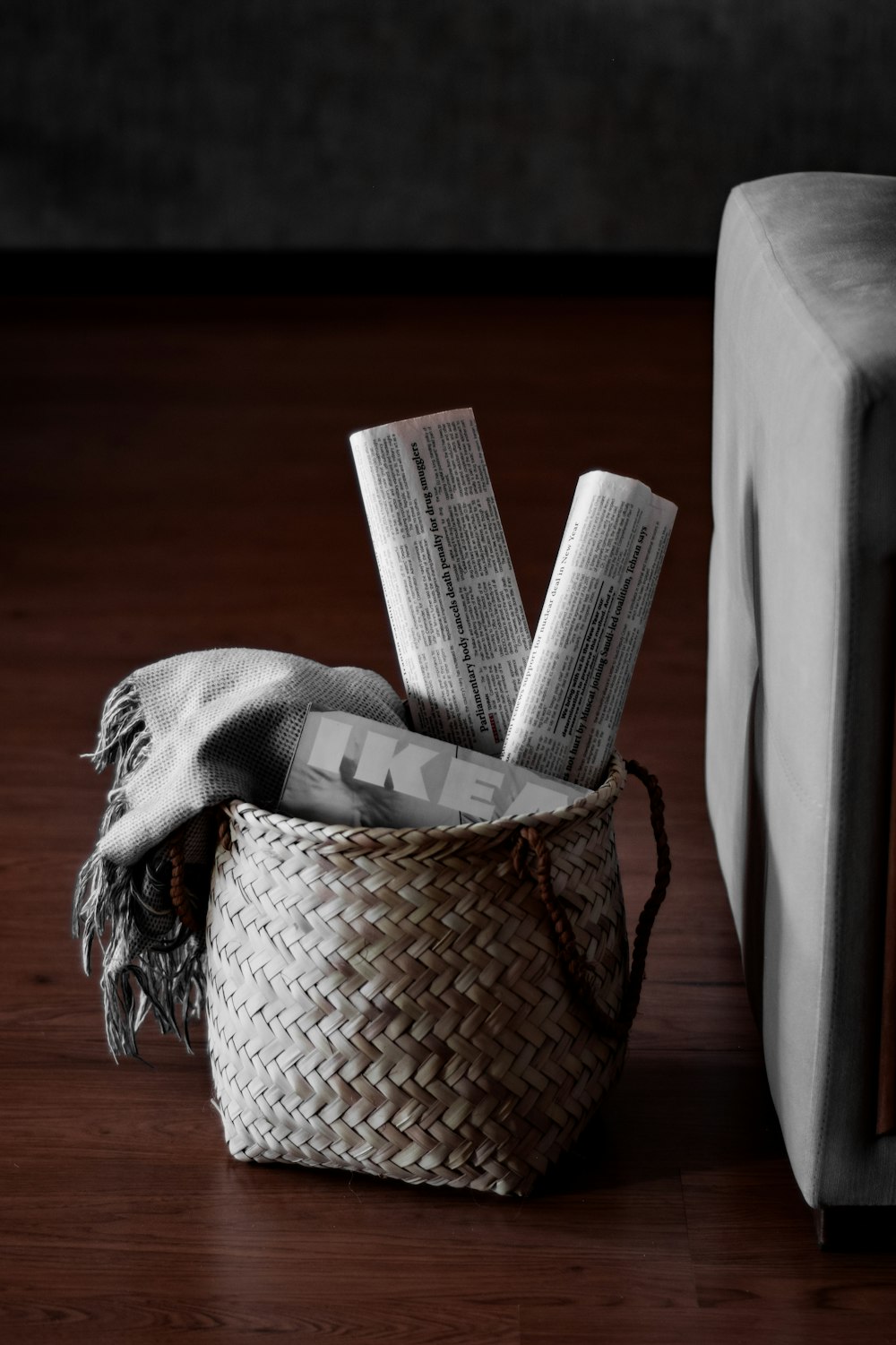 white tissue paper on brown woven basket