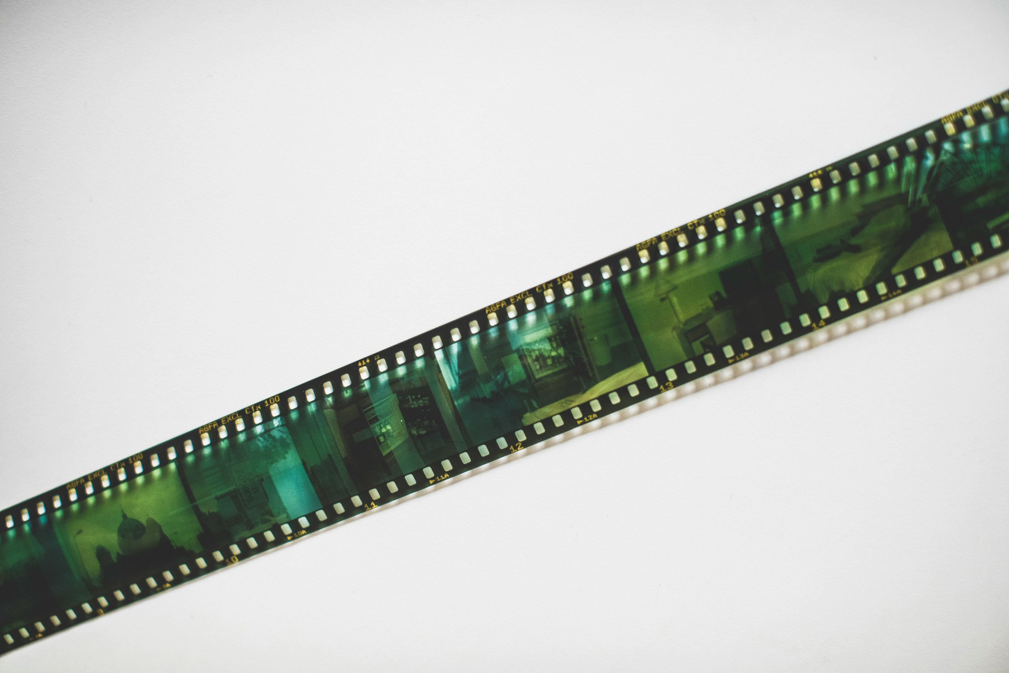 green and white film strip