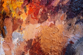 brown red and white abstract painting