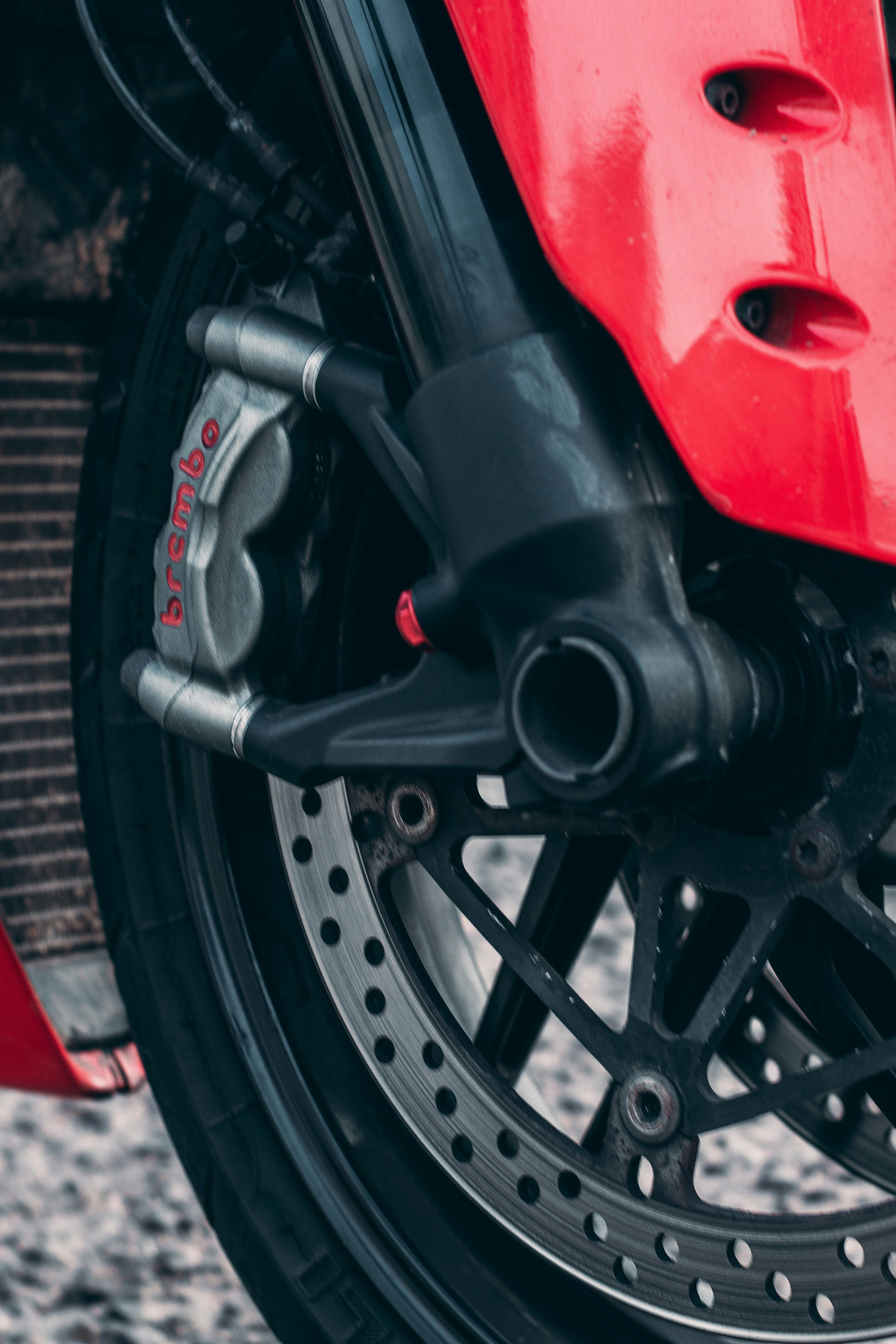 red and black motorcycle wheel