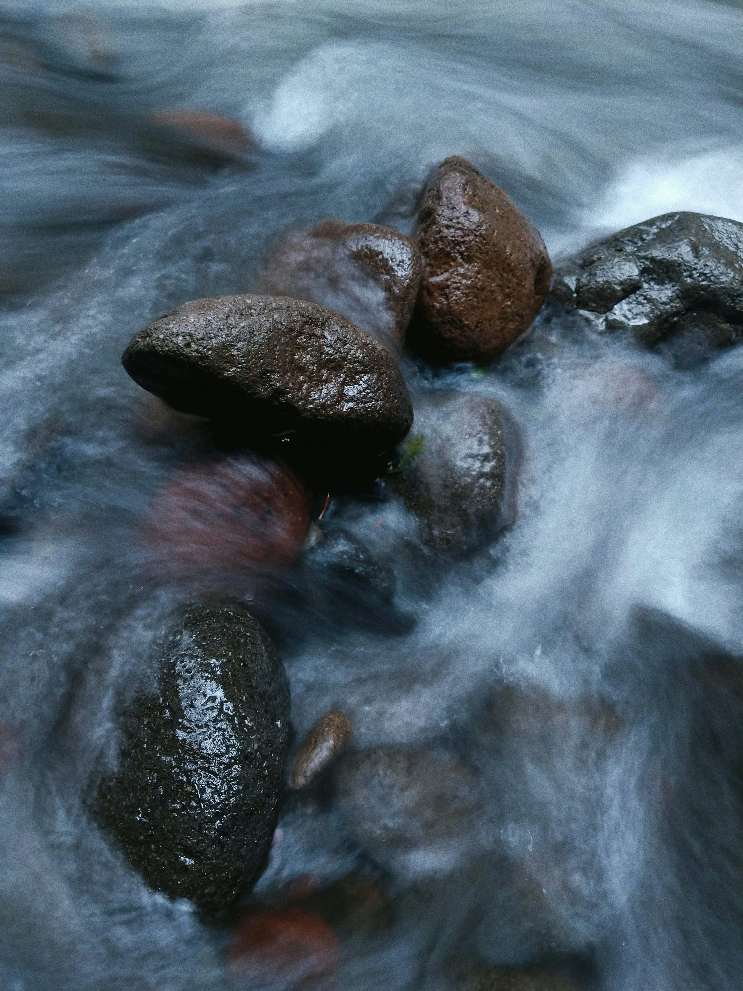Water flowing over rocks