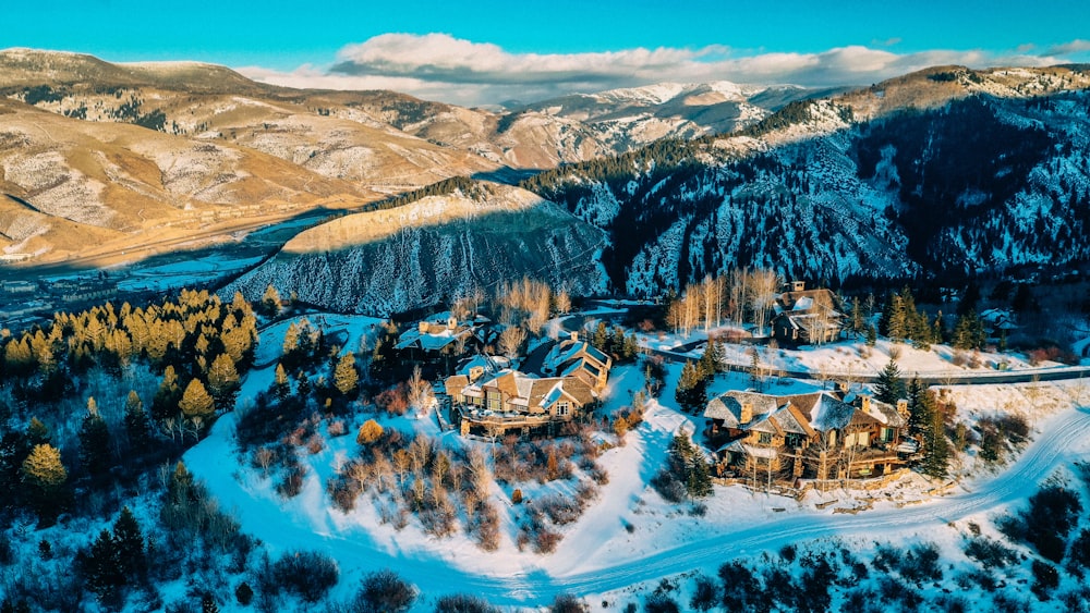 aerial view of snow covered mountains during daytime